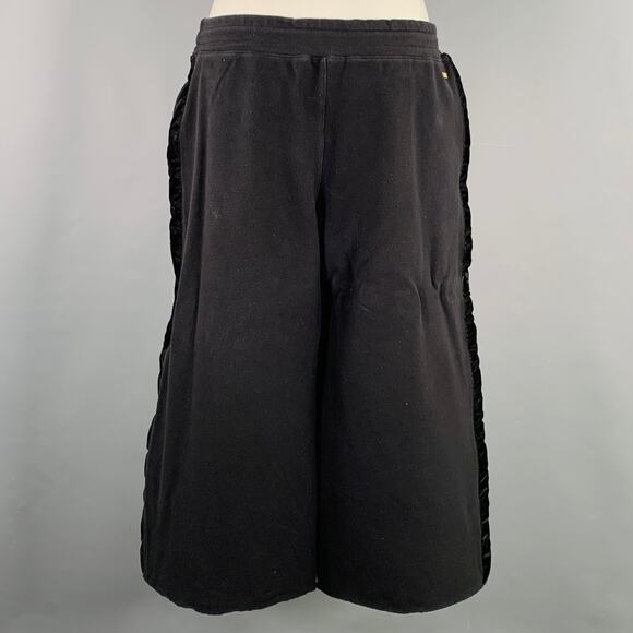 ALAIA Size M Black Cotton Blend Wide Leg Casual Crop Pants - Picture 3 of 8